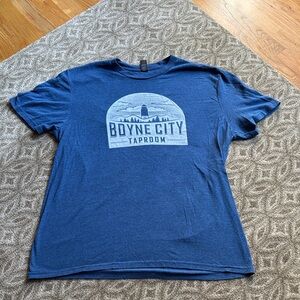 District Men's Blue Graphic Tee with Boyne City Taproom Lighthouse